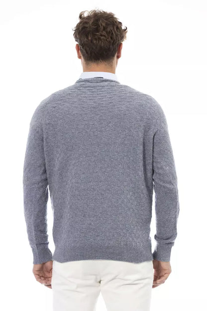 Light Blue Wool Men Sweater