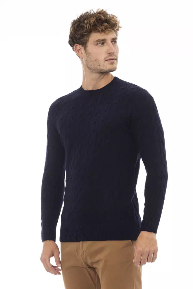 Blue Wool Men Sweater