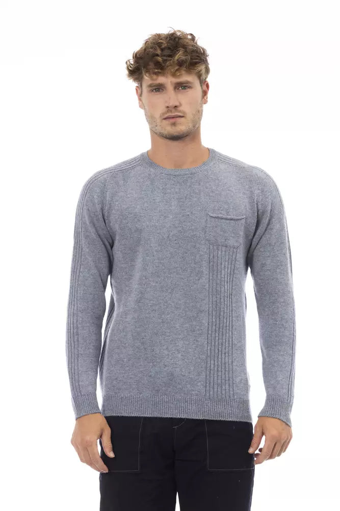 Light Blue Viscose Men Sweater