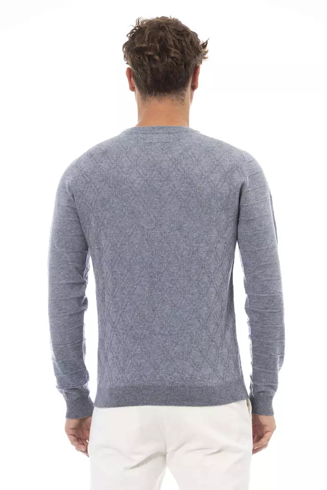 Light Blue Viscose Men Sweater