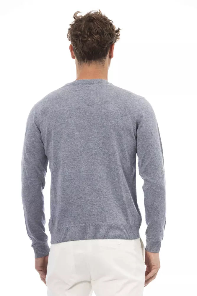 Light Blue Viscose Men Sweater