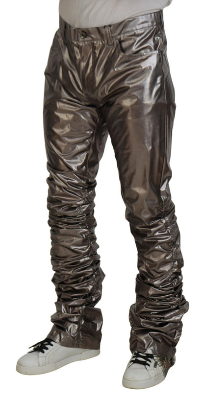 Metallic zilveren casual broek