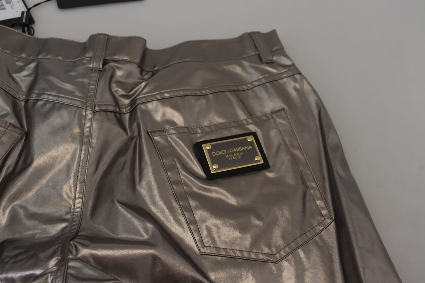 Metallic zilveren casual broek