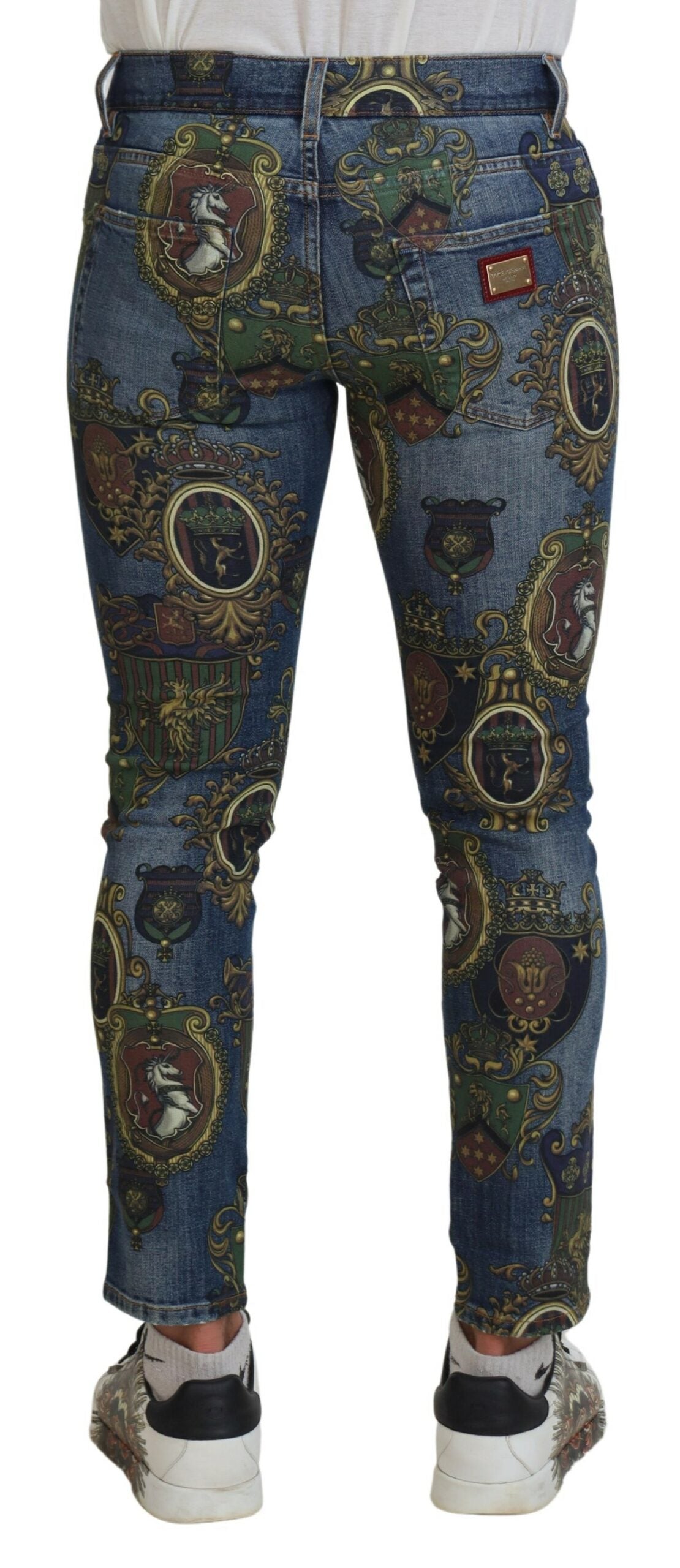 Elegante slim-fit denim jeans met print