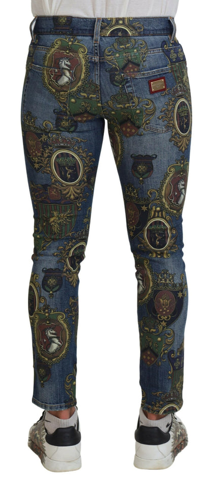 Elegant Slim-Fit Printed Denim Jeans