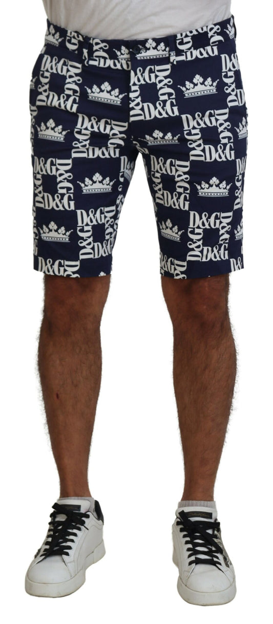 Casual chinoshort met kroonprint