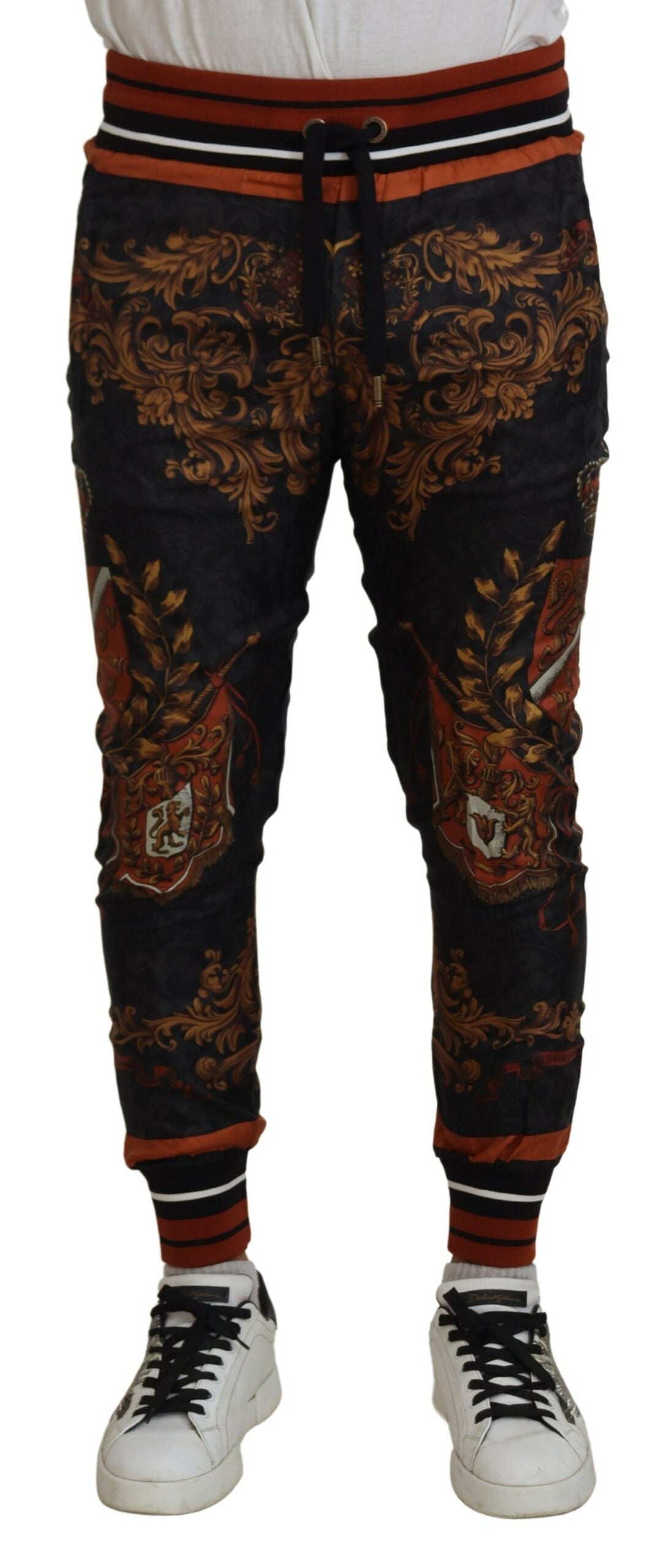 Pantalones deportivos de seda con corona barroca