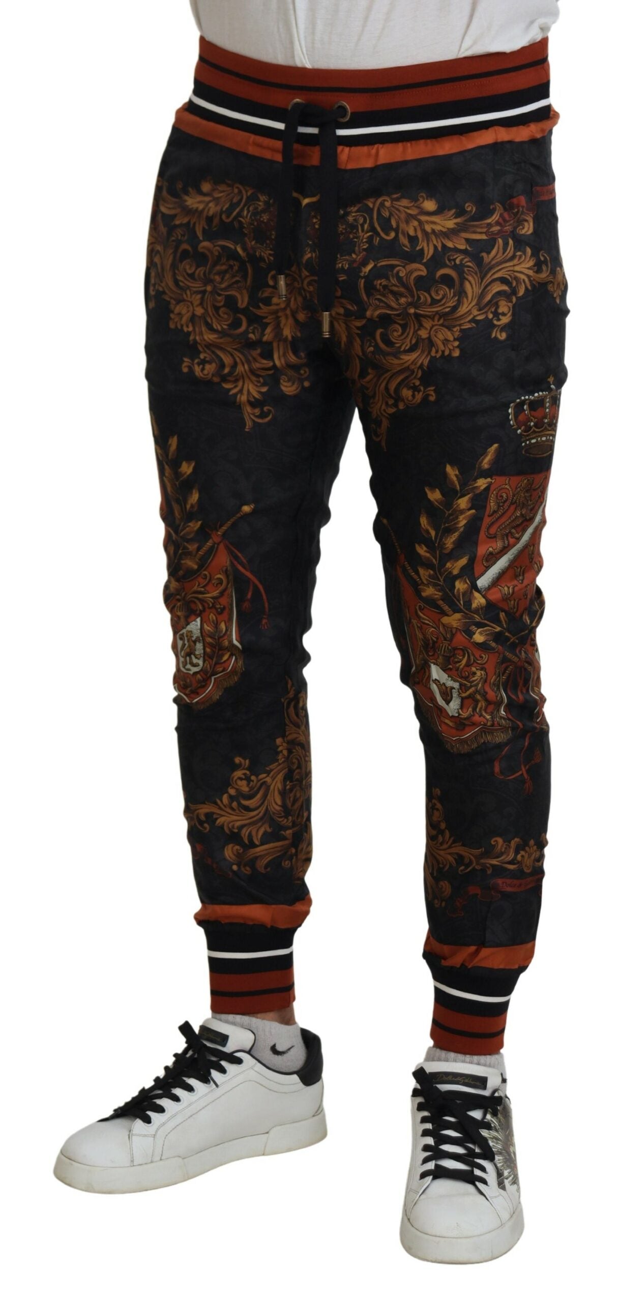 Pantalones deportivos de seda con corona barroca