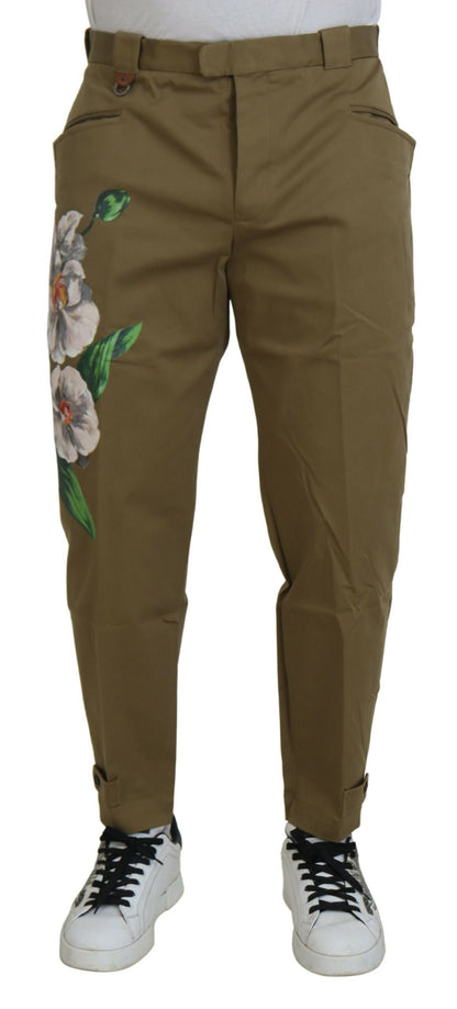 Prachtige bloemenbeige chinobroek