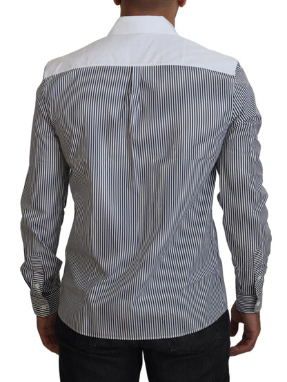 Camisa casual de rayas de corte slim con motivo de canal