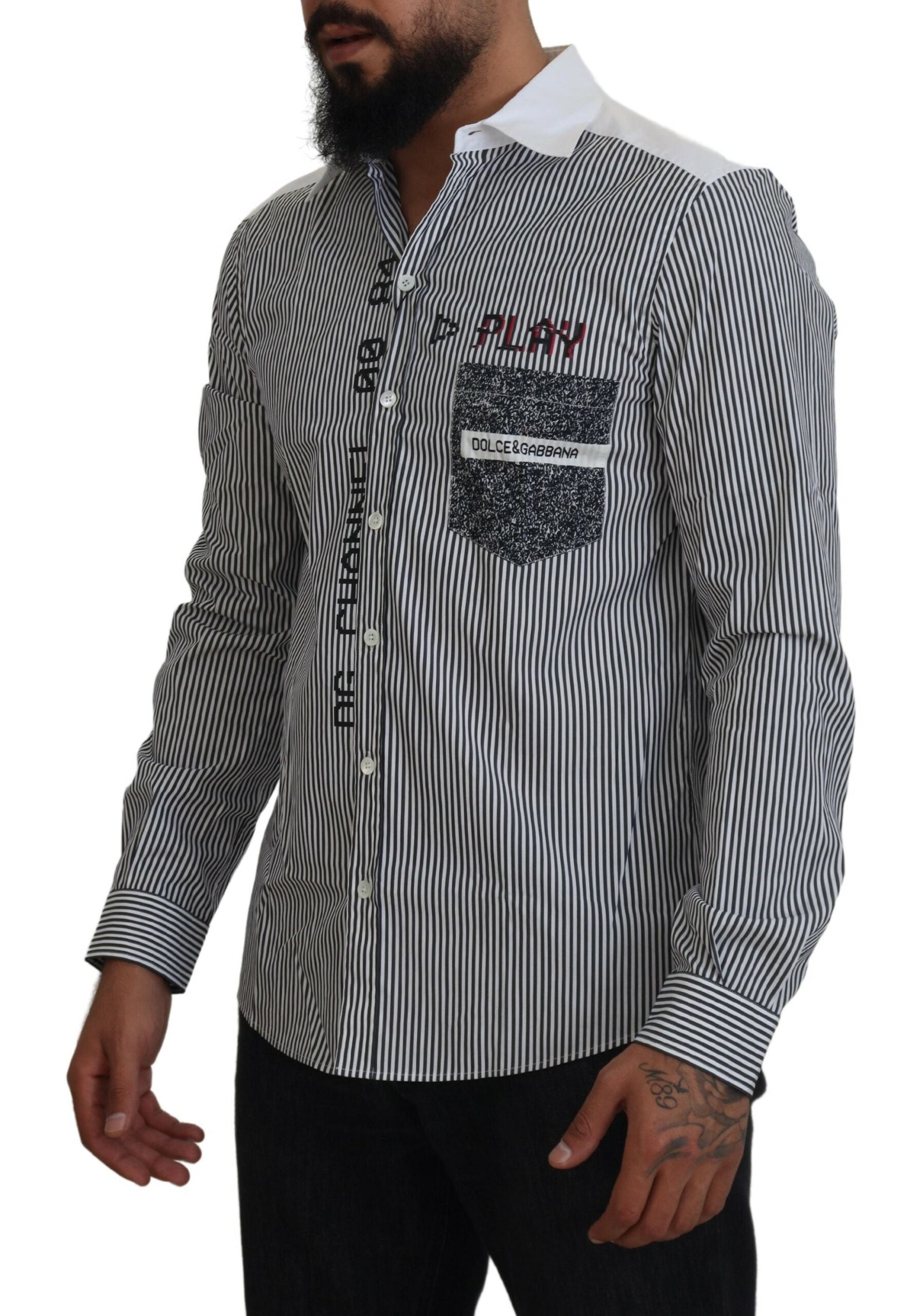 Camisa casual de rayas de corte slim con motivo de canal