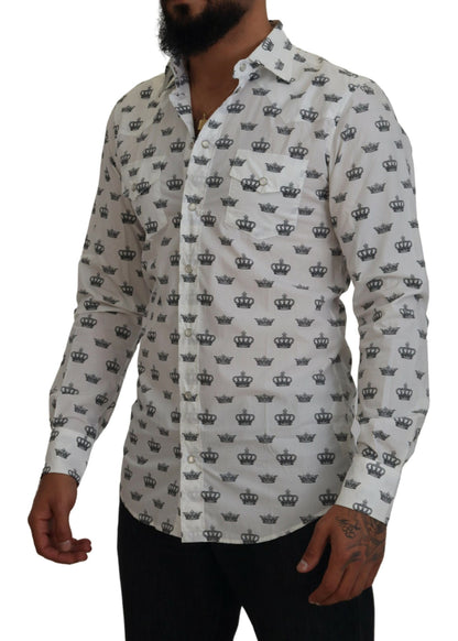 Camisa de vestir slim fit con estampado de coronas