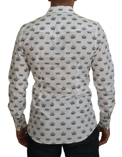 Camisa de vestir slim fit con estampado de coronas