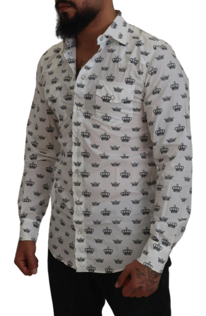 Camisa de vestir slim fit con estampado de coronas