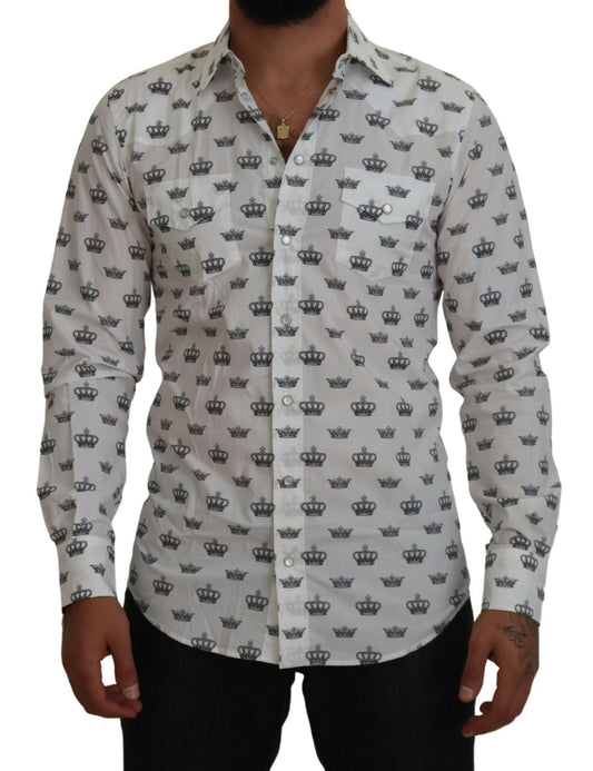 Camisa de vestir slim fit con estampado de coronas