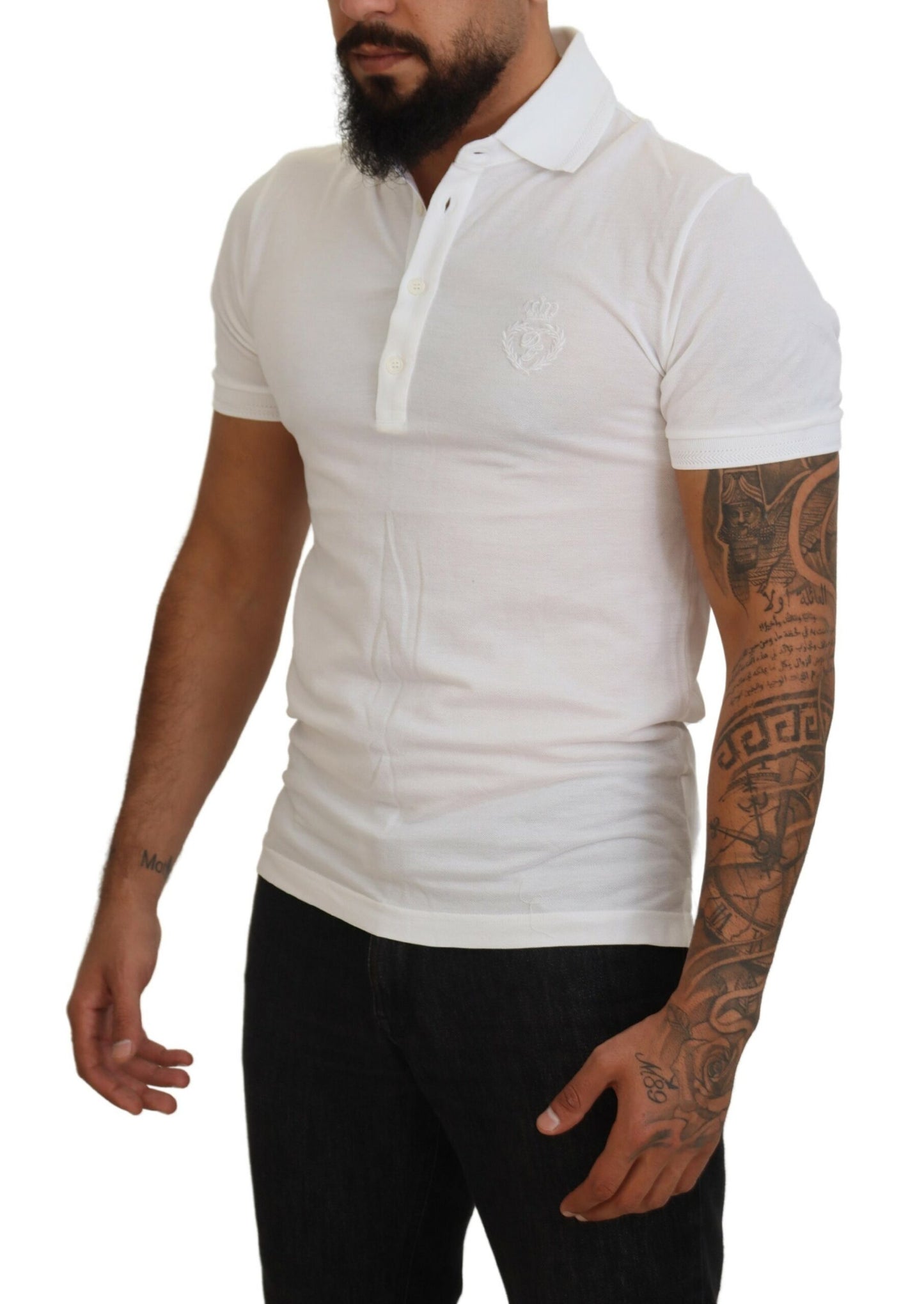 Elegante witte katoenmix polo