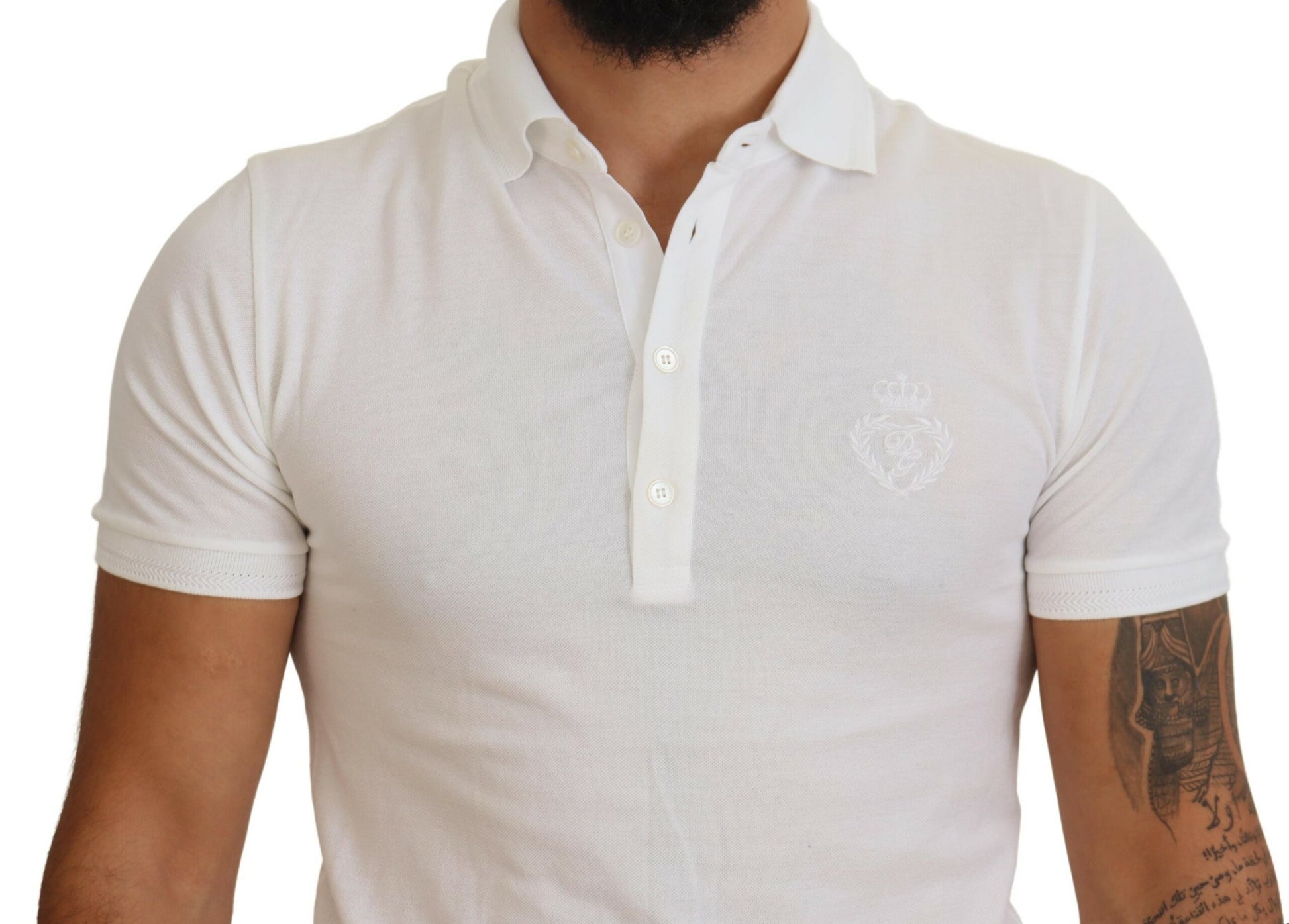 Elegante witte katoenmix polo