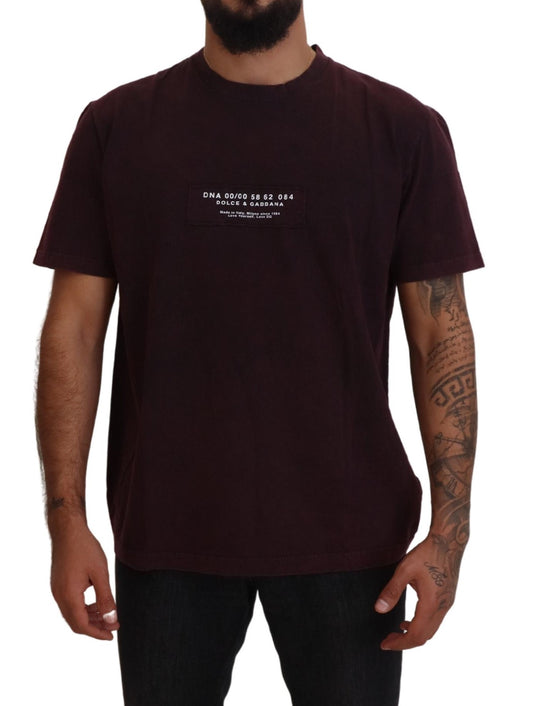 Bordeaux T-shirt met ronde hals en korte mouwen