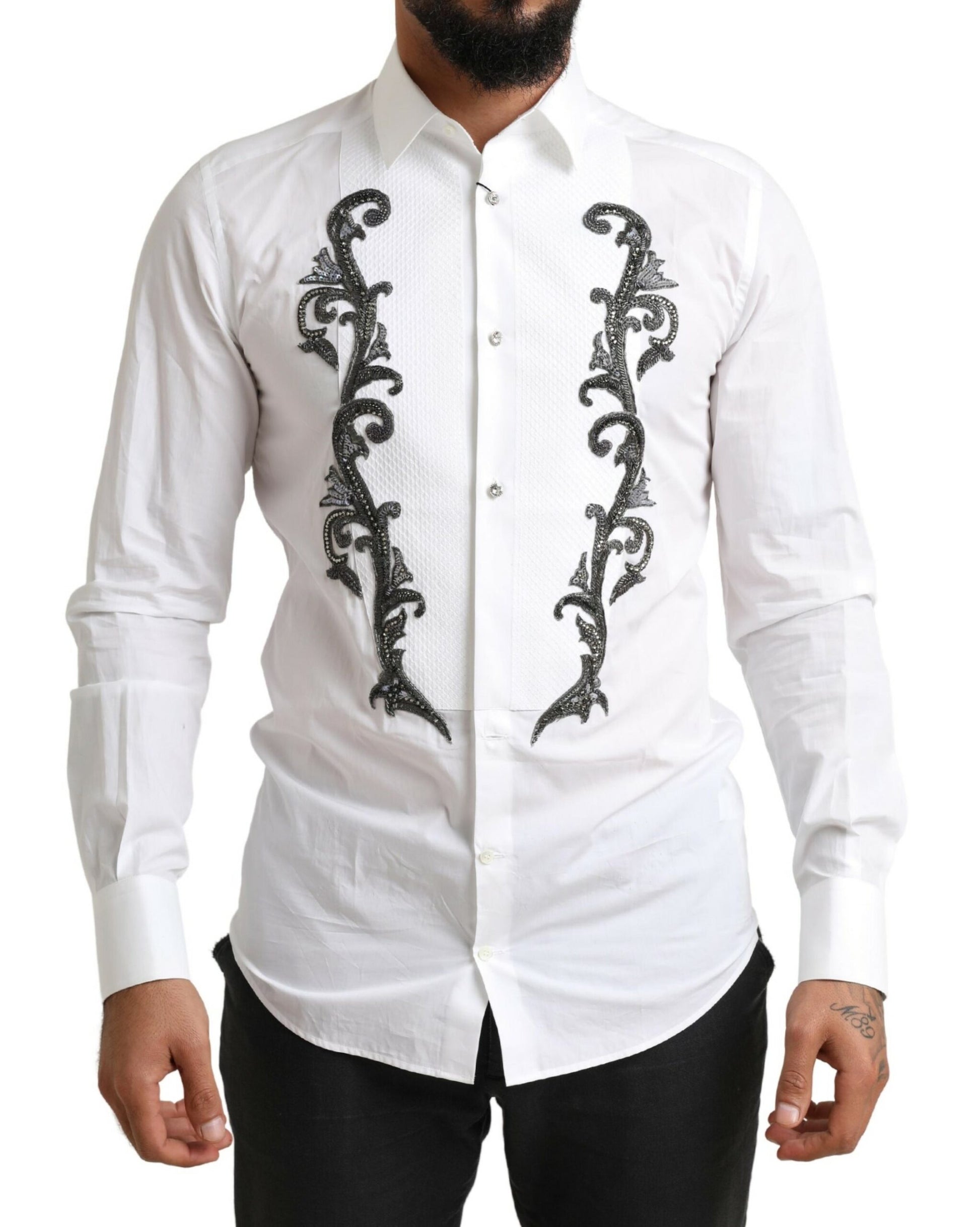 Camisa de esmoquin de corte slim de diseñador italiano