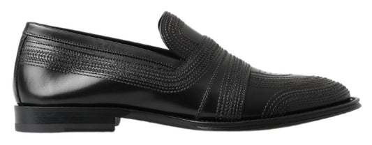 Elegante zwarte lederen pantoffelloafers