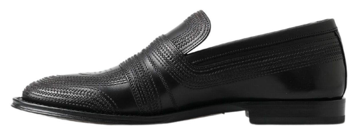 Elegante zwarte lederen pantoffelloafers