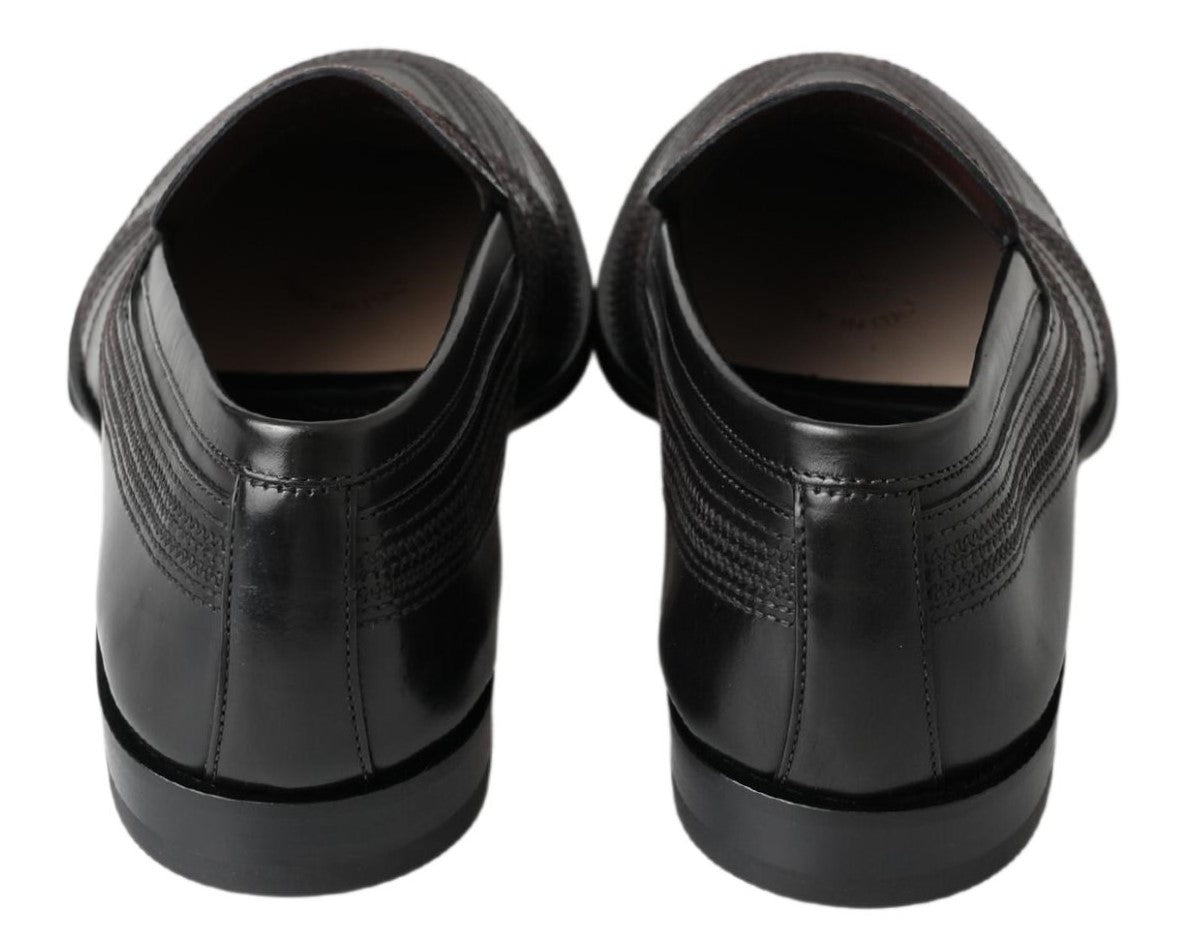 Elegante zwarte lederen pantoffelloafers