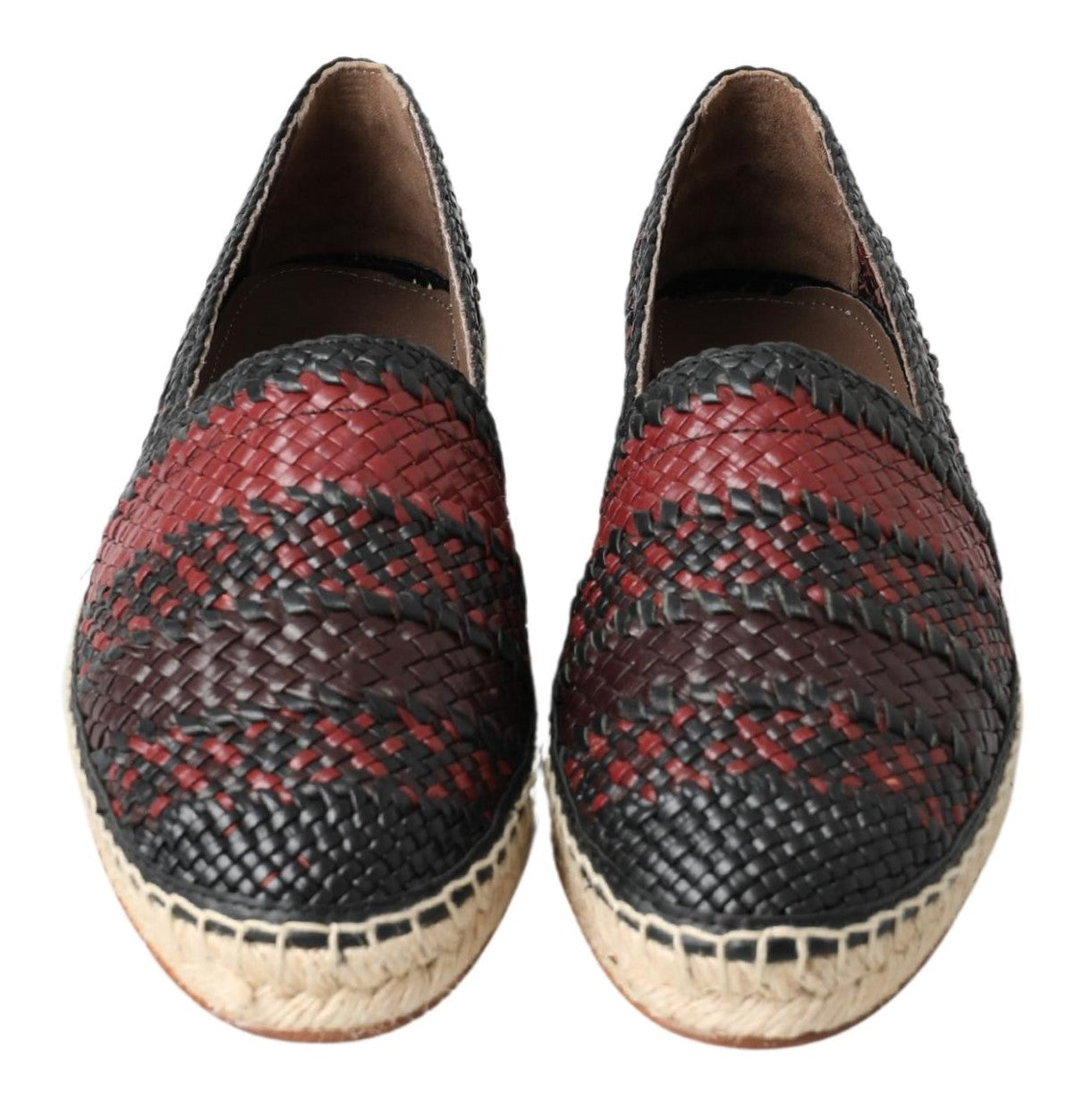 Zwarte bordeaux buffelleer espadrille schoenen