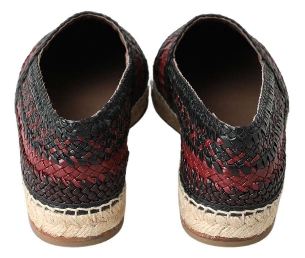 Zwarte bordeaux buffelleer espadrille schoenen