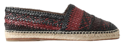 Zwarte bordeaux buffelleer espadrille schoenen