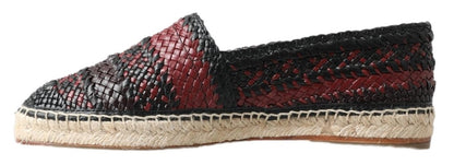 Zwarte bordeaux buffelleer espadrille schoenen