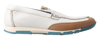 Elegante witte lederen pantoffelloafers