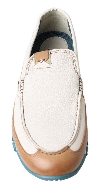 Elegante witte lederen pantoffelloafers