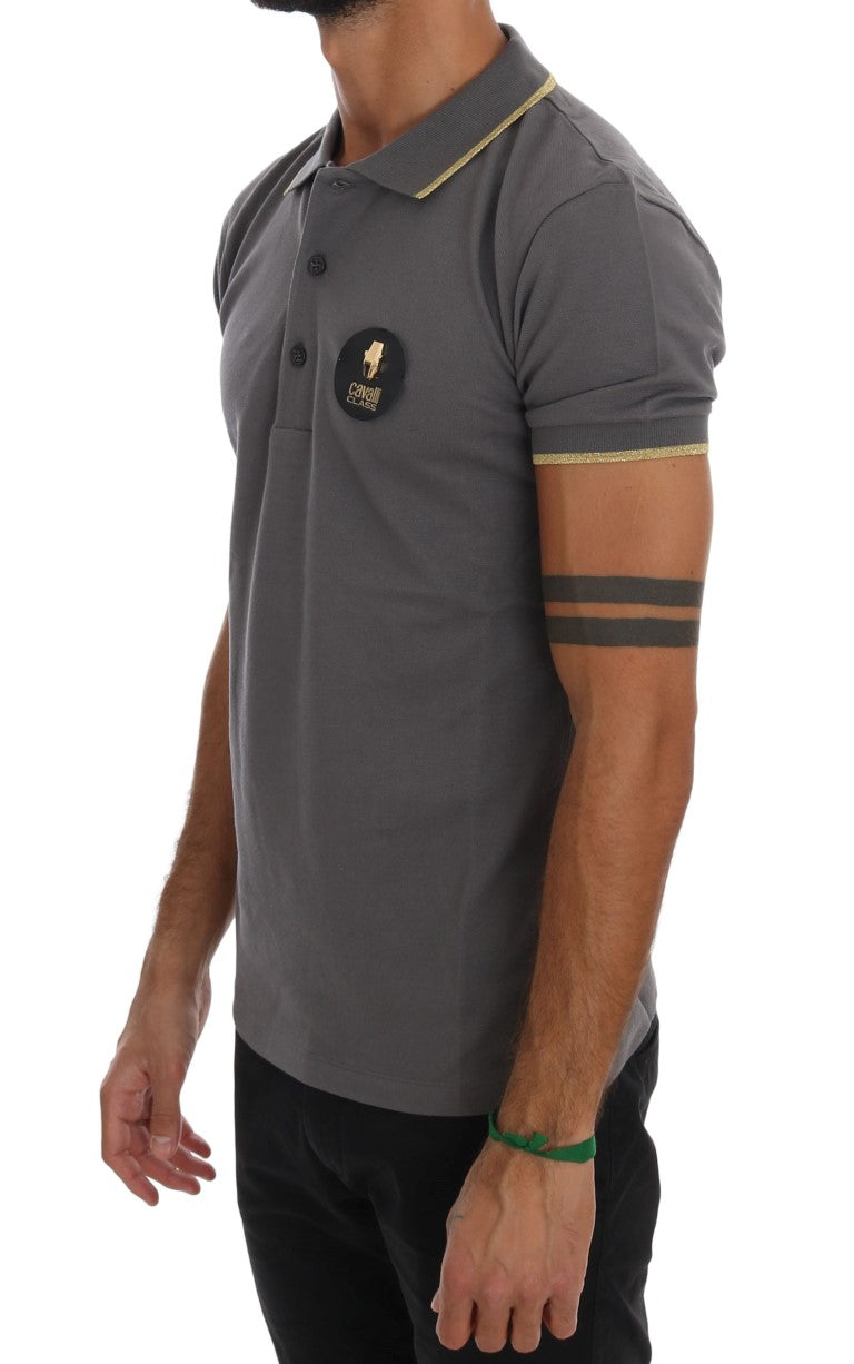 Elegant grijs katoenen poloshirt