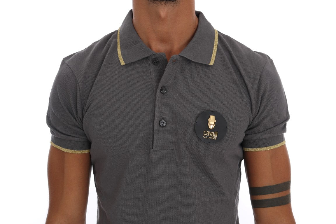 Elegant grijs katoenen poloshirt