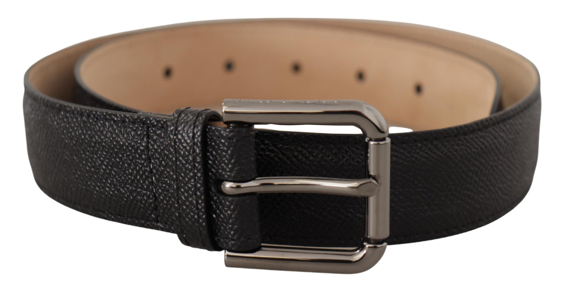 Elegante zwarte leren riem met metalen gesp