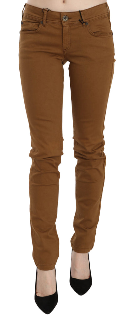 Chique skinny katoenen broek met middelhoge taille