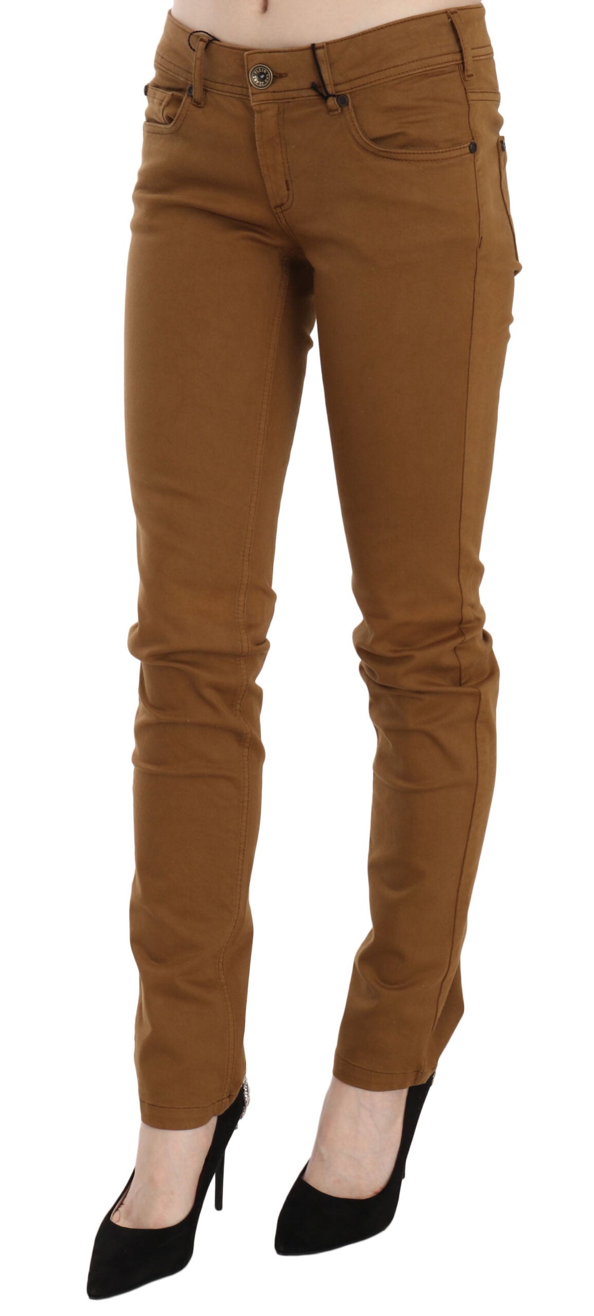 Chique skinny katoenen broek met middelhoge taille