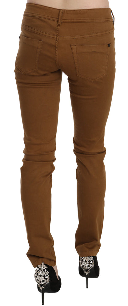 Chique skinny katoenen broek met middelhoge taille