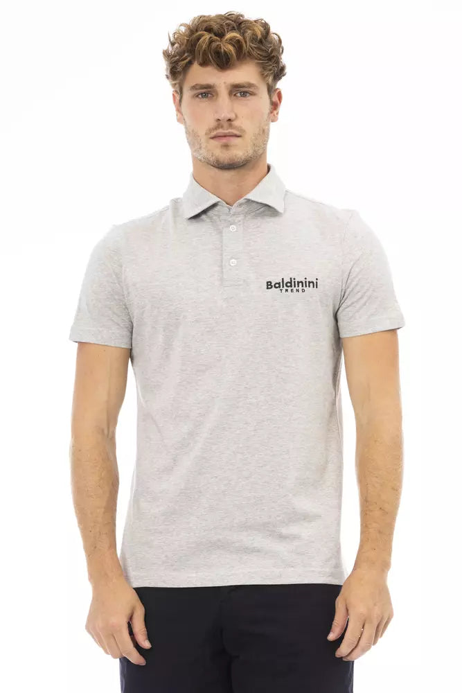 Elegante polo de algodón gris con logo bordado