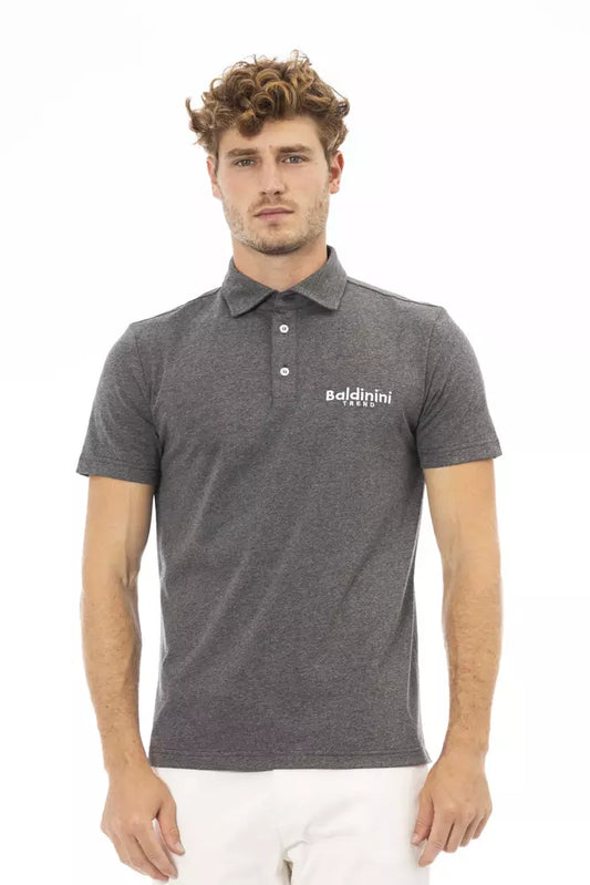 Chique grijs geborduurd logo-poloshirt