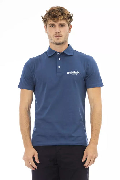 Elegante polo de algodón azul con logo bordado