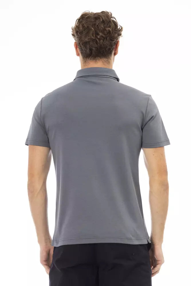 Elegante polo de algodón gris con logo bordado