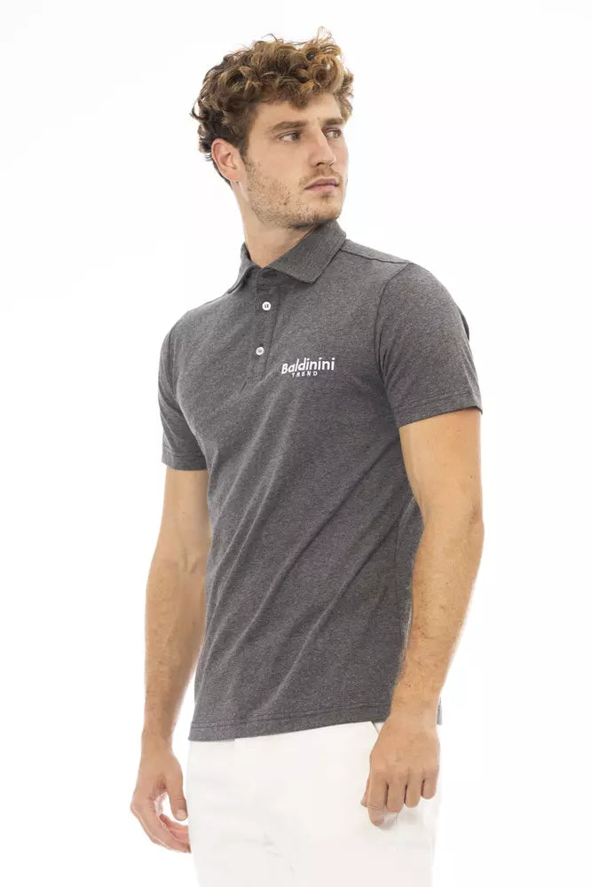 Polo elegante gris con logo bordado