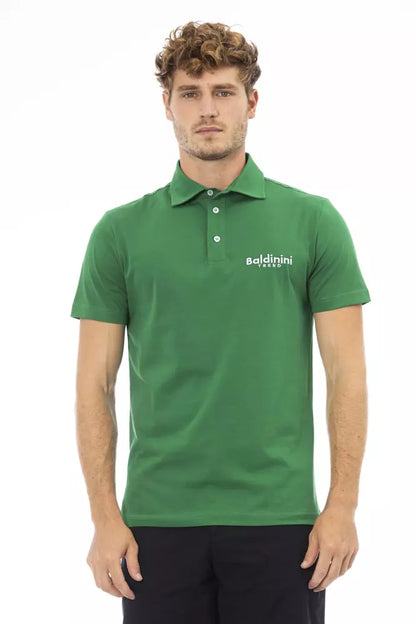 Chique groene katoenen polo met geborduurd logo