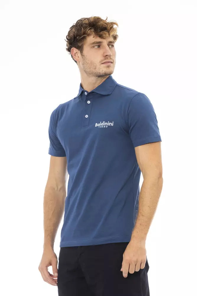 Elegante polo de algodón azul con logo bordado