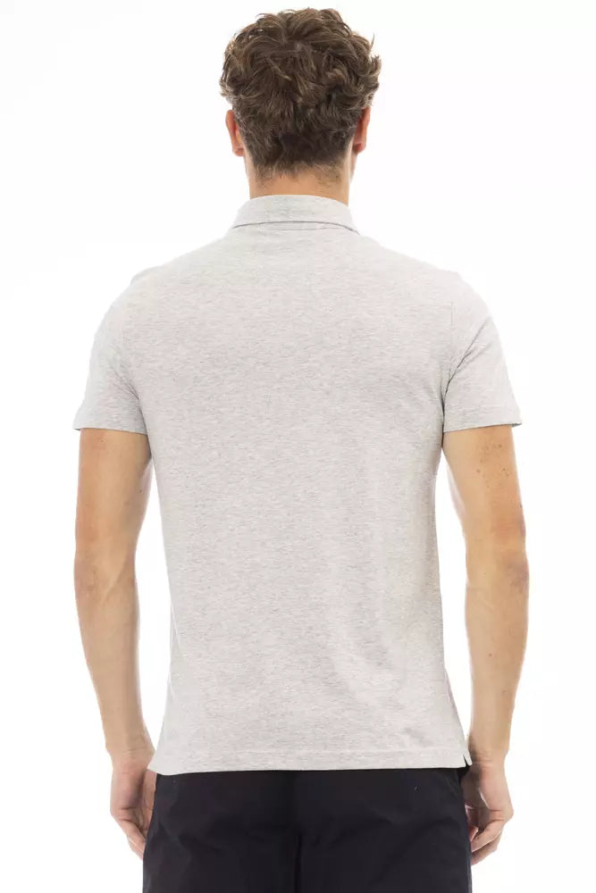 Gray Cotton Men Polo