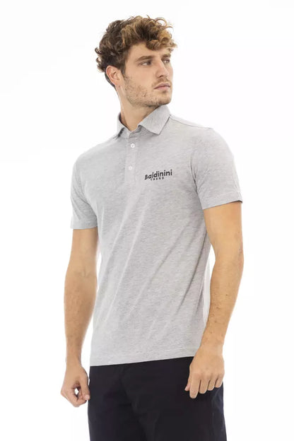 Gray Cotton Men Polo-Shirt