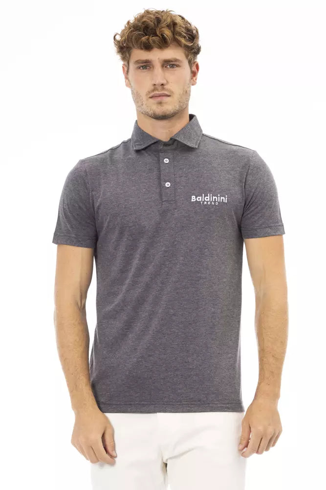 Gray Cotton Men Polo