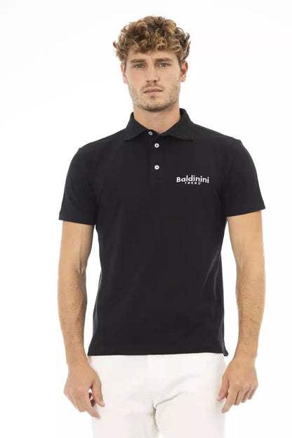 Black Cotton Men Polo