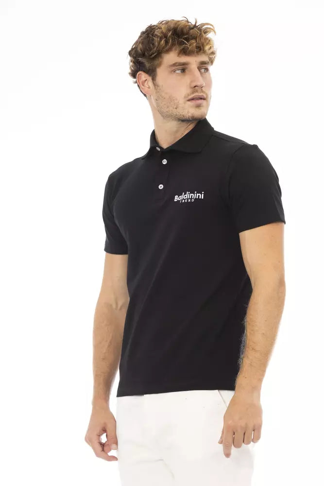 Elegant zwart geborduurd poloshirt